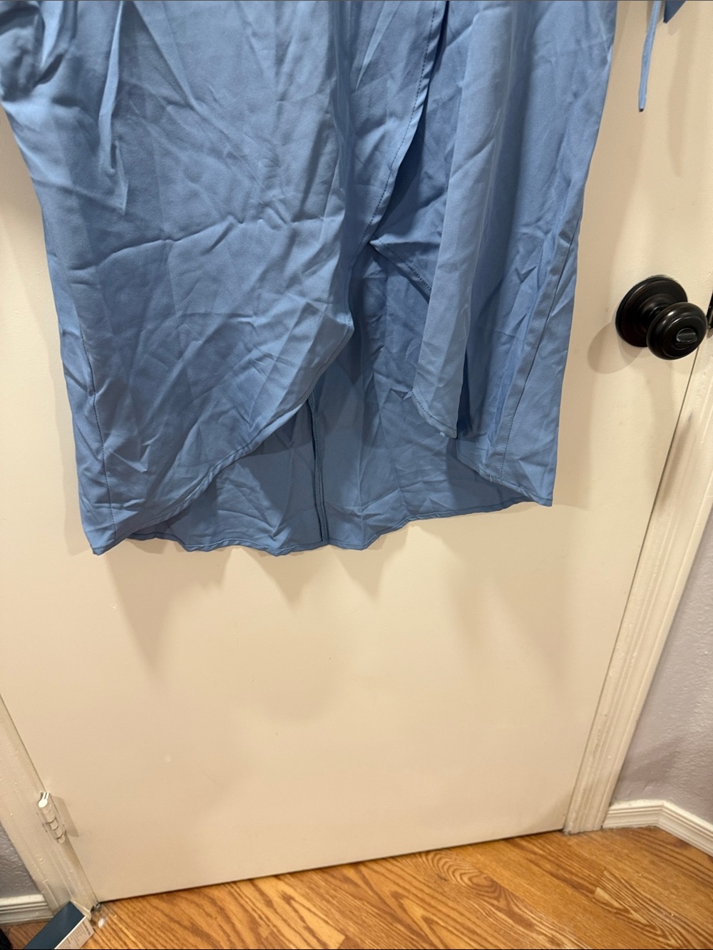 Light Blue Women's Wrap-Front Blouse